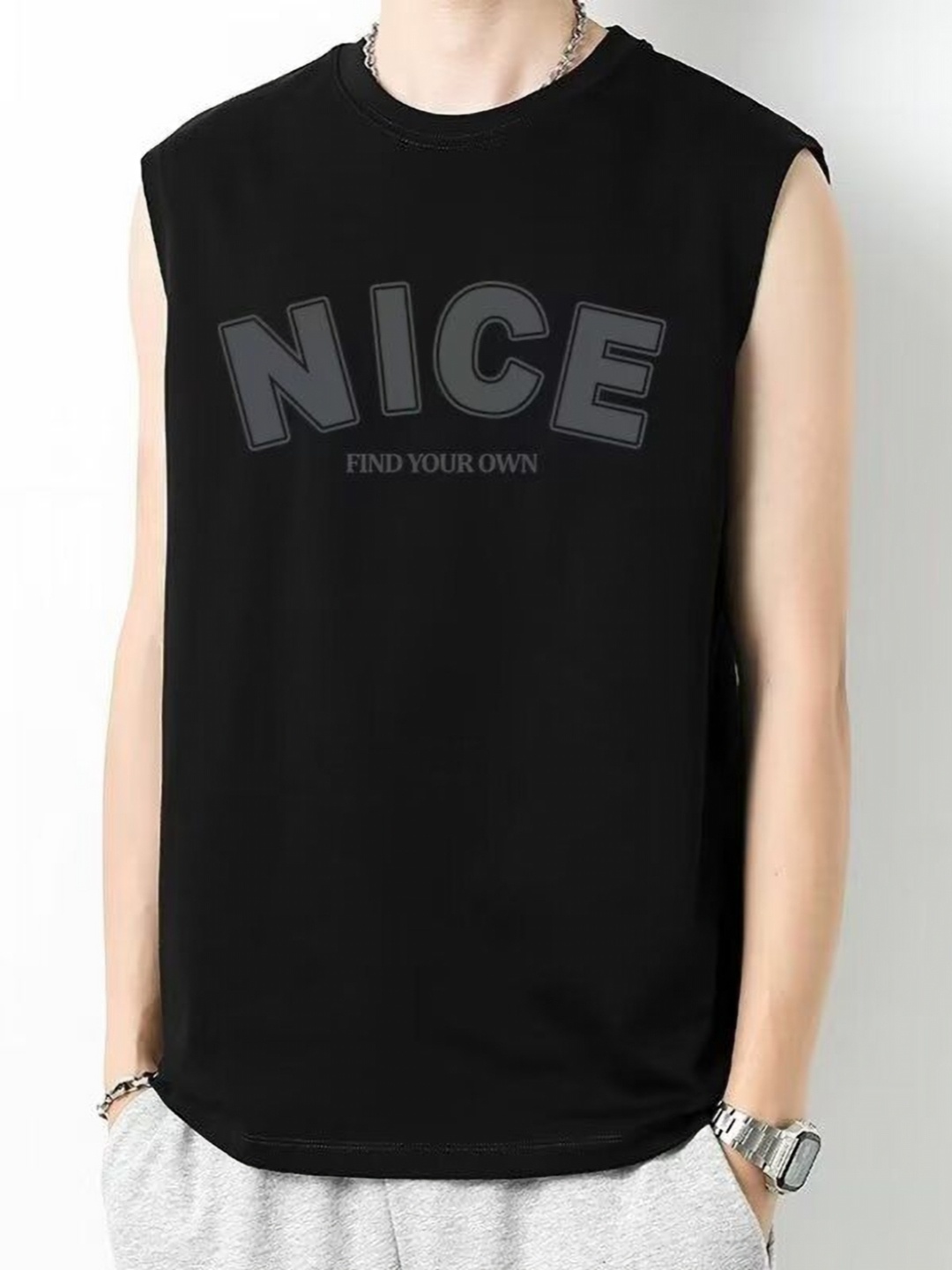 

HERE&NOW Men Typography Printed Round Neck Relaxed Fit T-shirt, Black