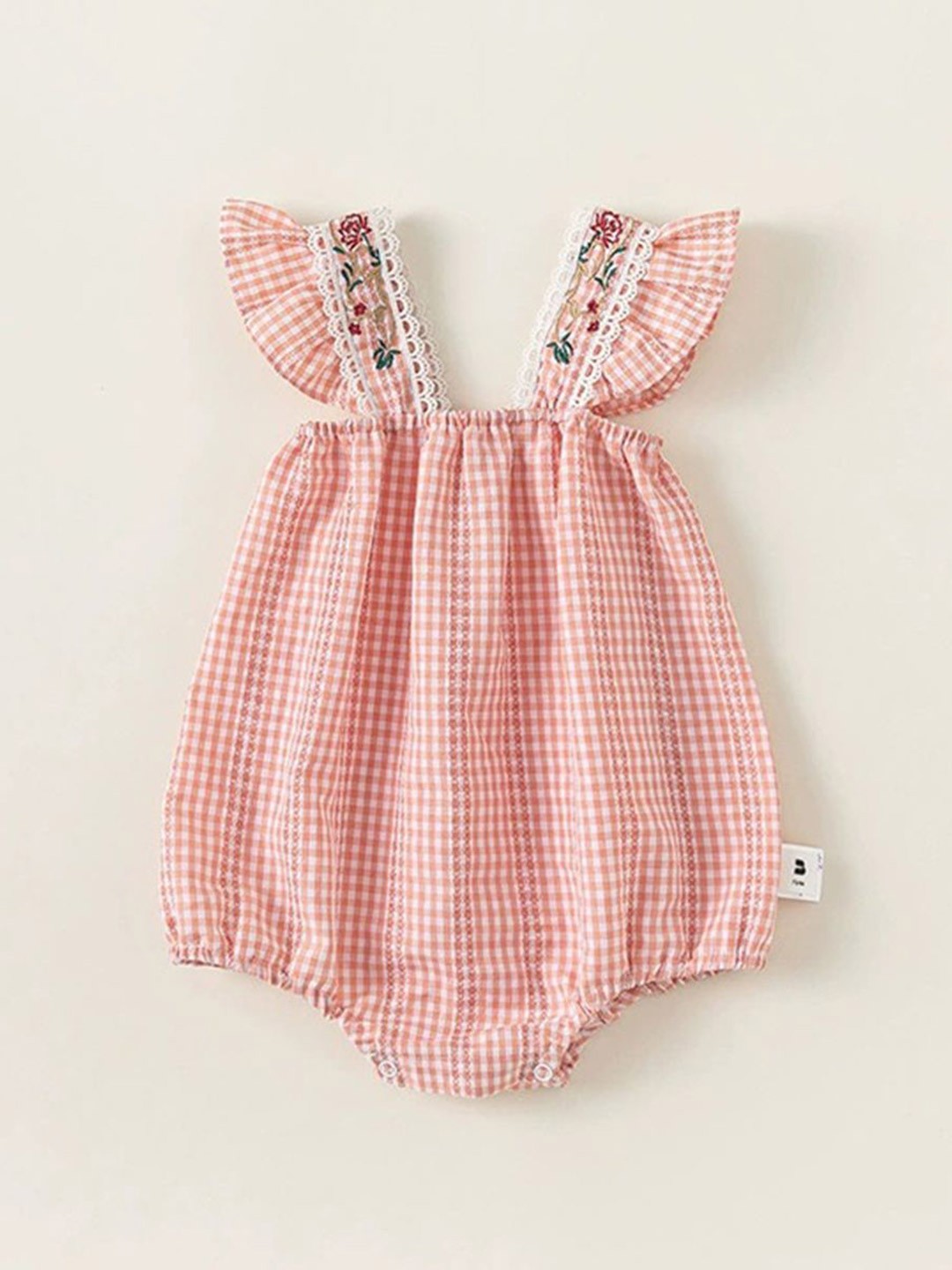 

LULU & SKY Kids Checked Bodysuit, Pink