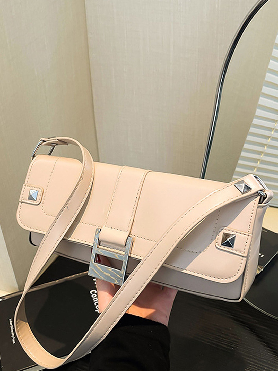 

LULU & SKY Colourblocked PU Oversized Bucket Handheld Bag, Khaki