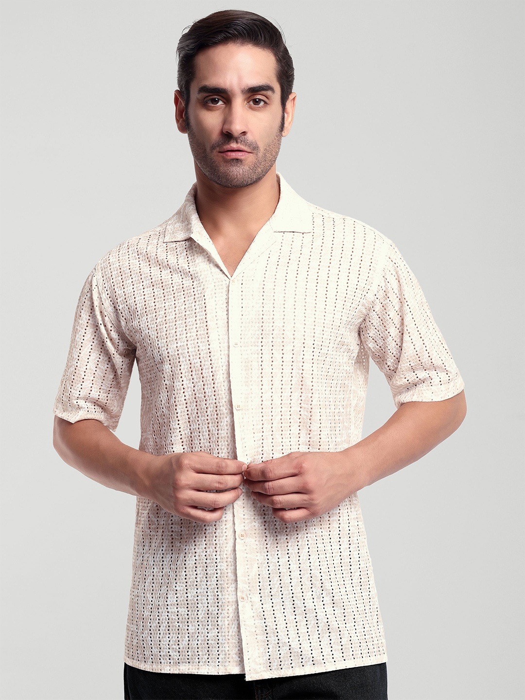 

Moda Rapido Men Classic Opaque Casual Shirt, Beige