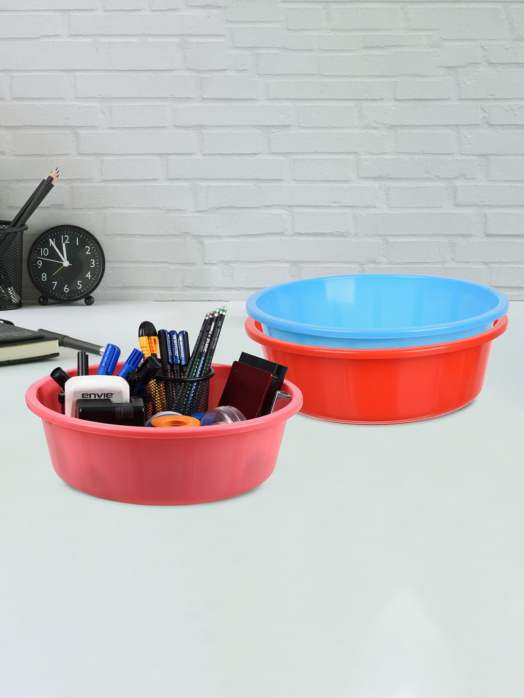 

Kuber Industries Red and Blue 3 Pieces Multipurpose Storage Desk Organisers