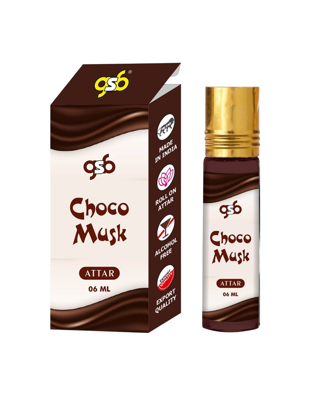 

GSB Choco Musk Pure Natural Long Lasting Alcohol Free Attar 6 ml, Transparent