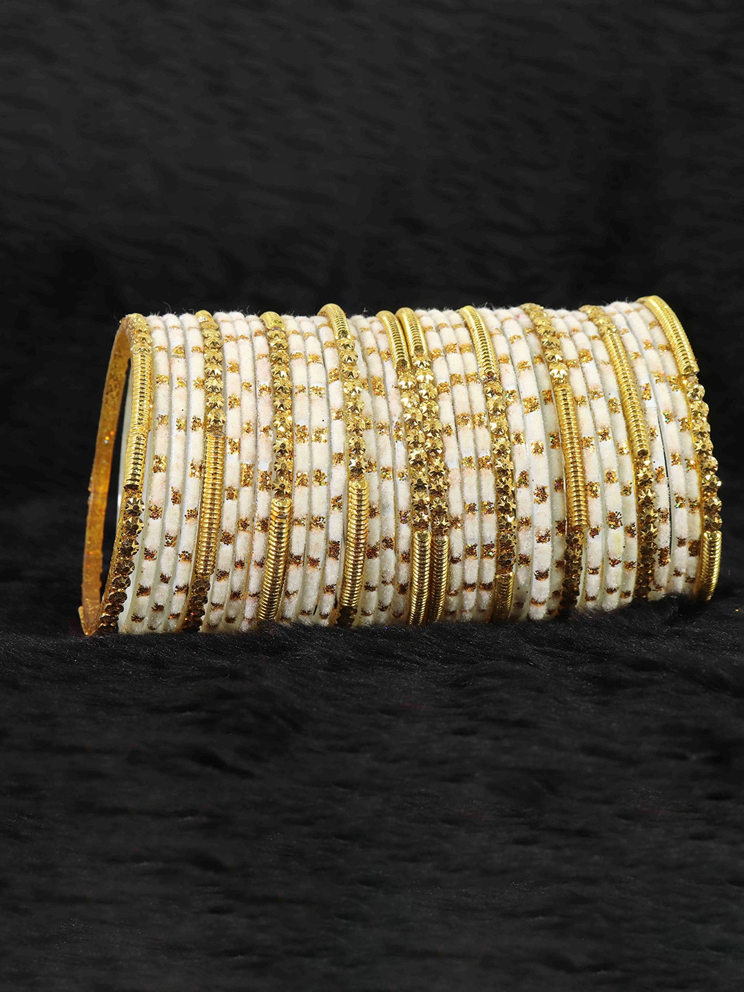 

ZULKA Set Of 34 Embellished Bangles, White