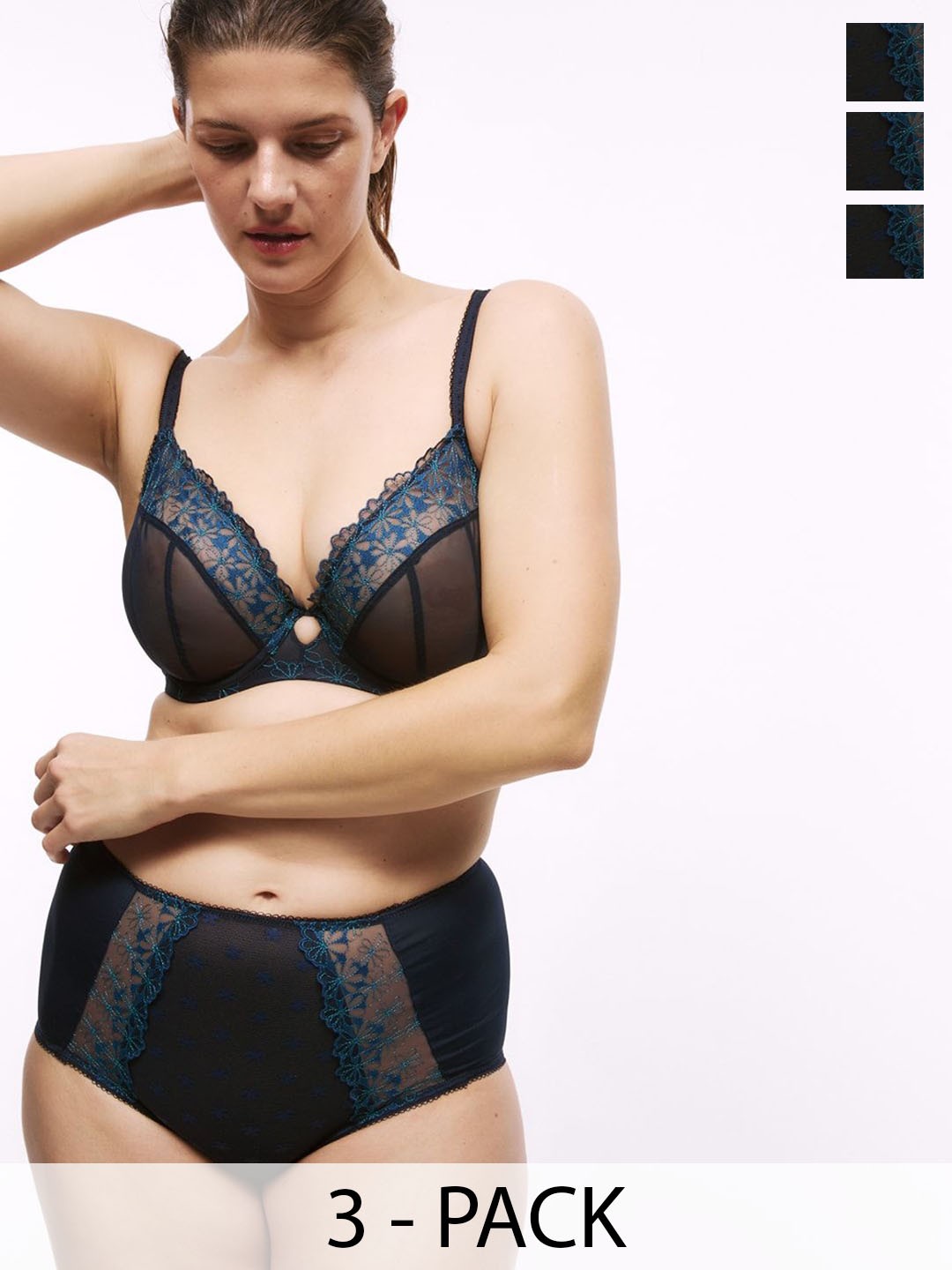 

Marks & Spencer Pack Of 3 Daisy Embroidered Full Briefs T615836FNAVY, Navy blue