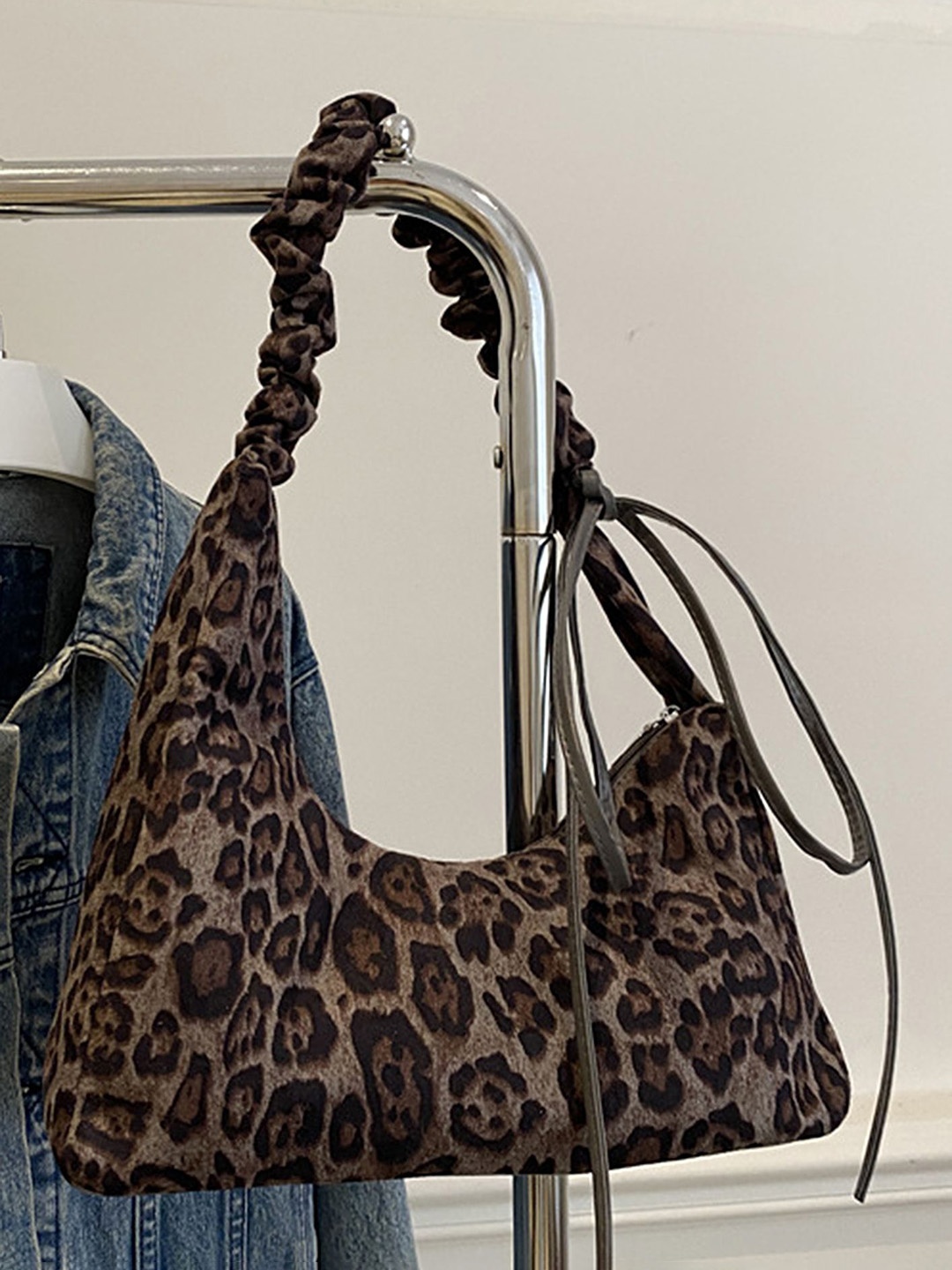 

LULU & SKY Animal Printed PU Oversized Structured Shoulder Bag with Bow Detail, Black