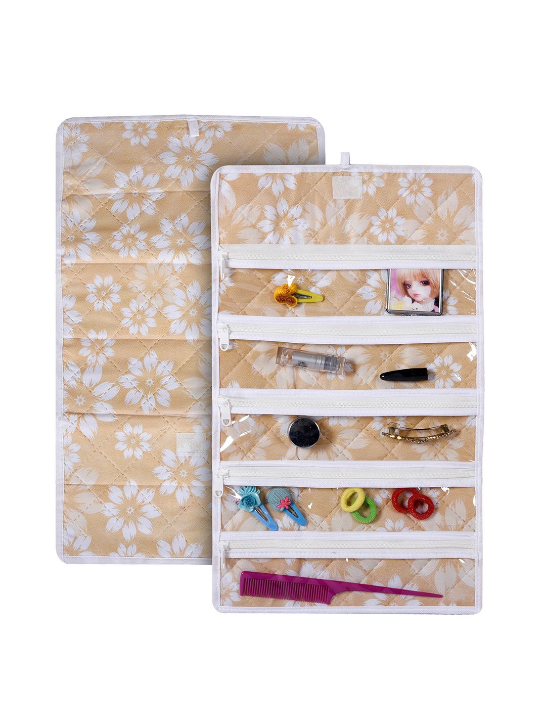 

Kuber Industries Gold-Toned & White Regular Jewellery Organiser