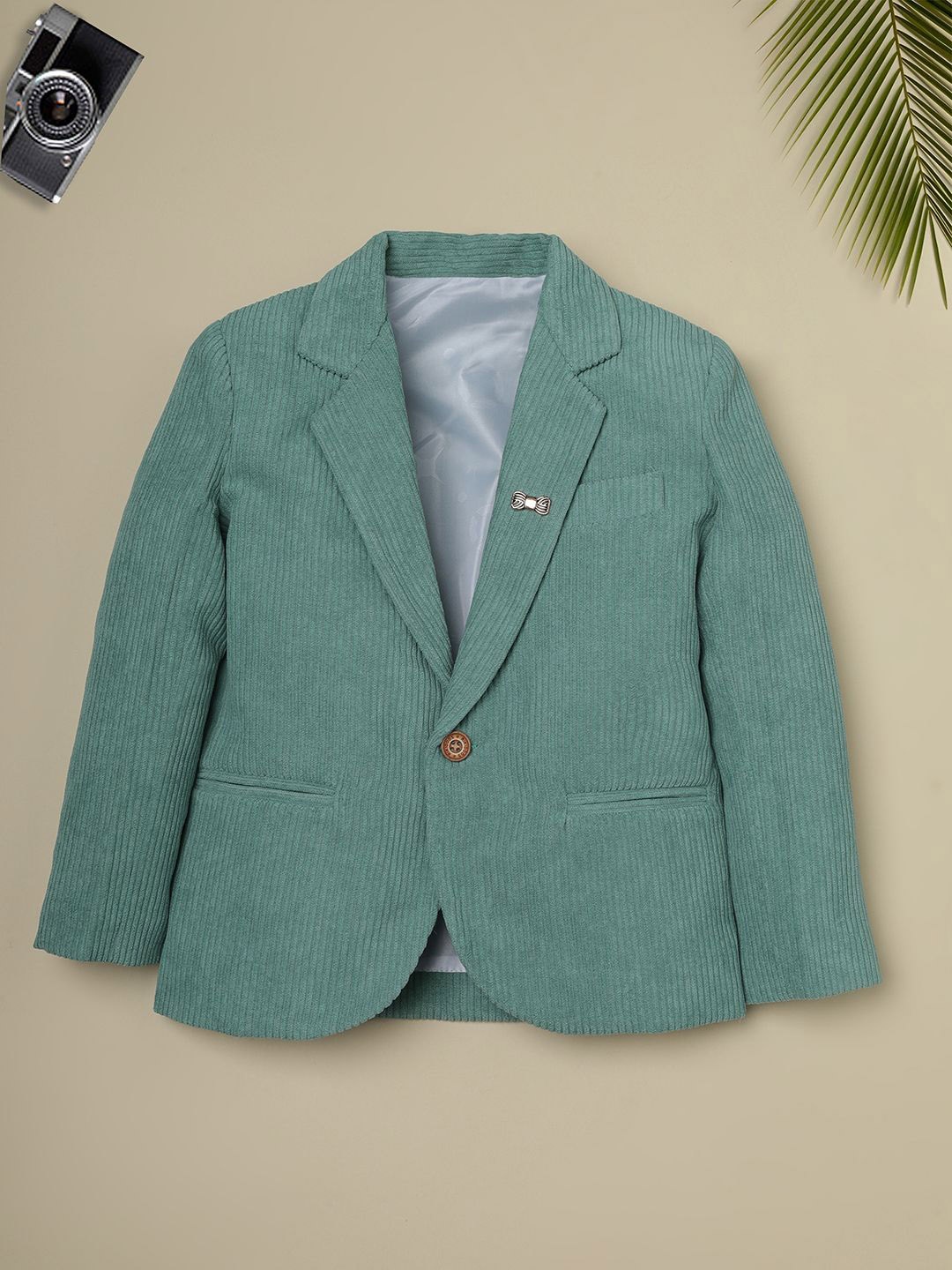 

Ridokidz Boys Notched Lapel Tailored Fit Single Breasted Blazer, Sea green