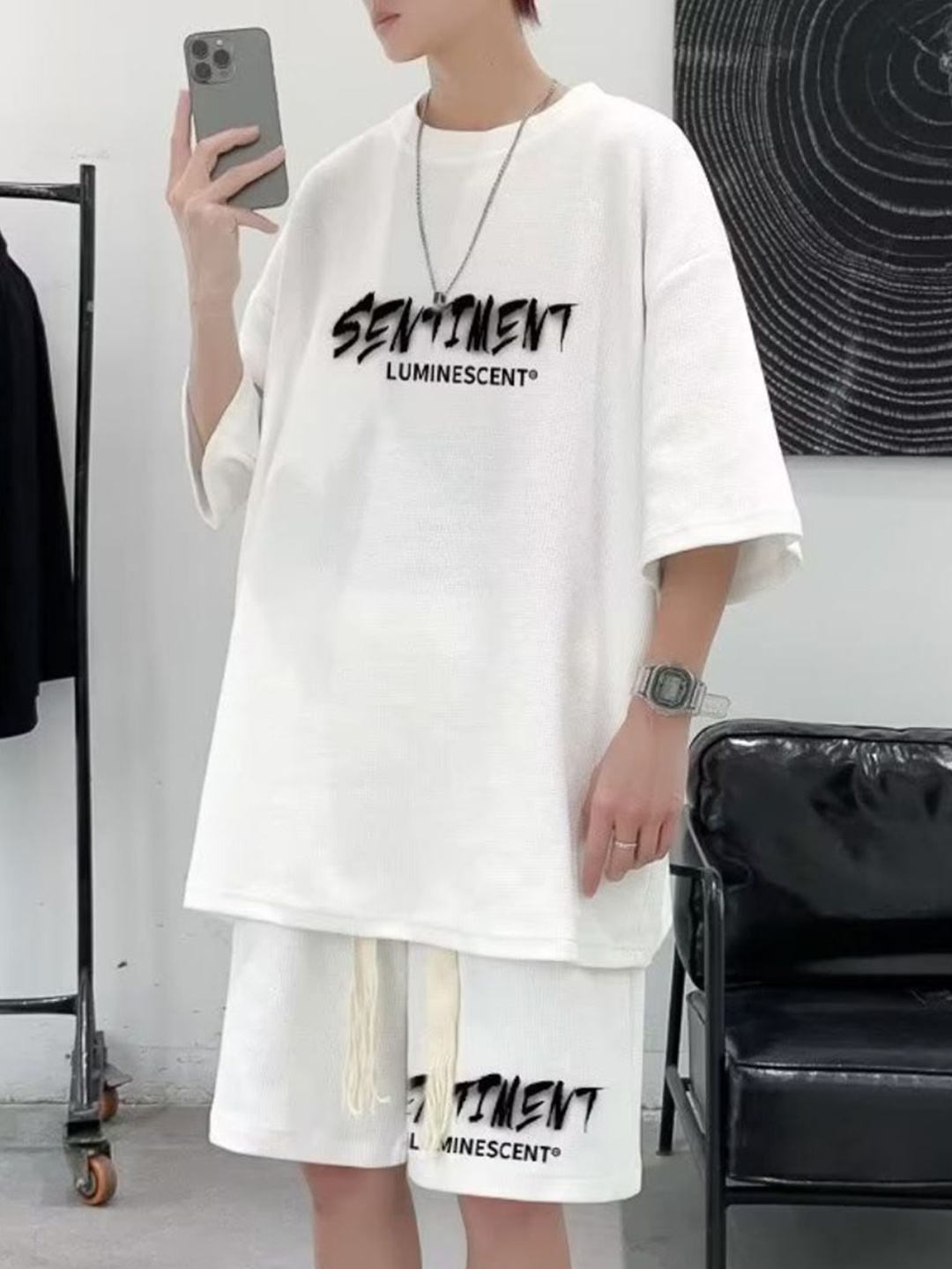 

StyleCast White Printed T-Shirt With Shorts