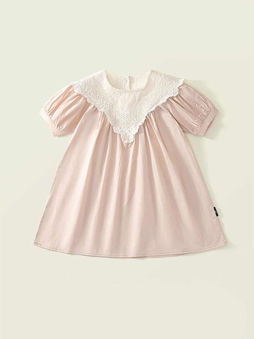

LULU & SKY Girls Round Neck Pure Cotton A-Line Knee Length Dress, Pink