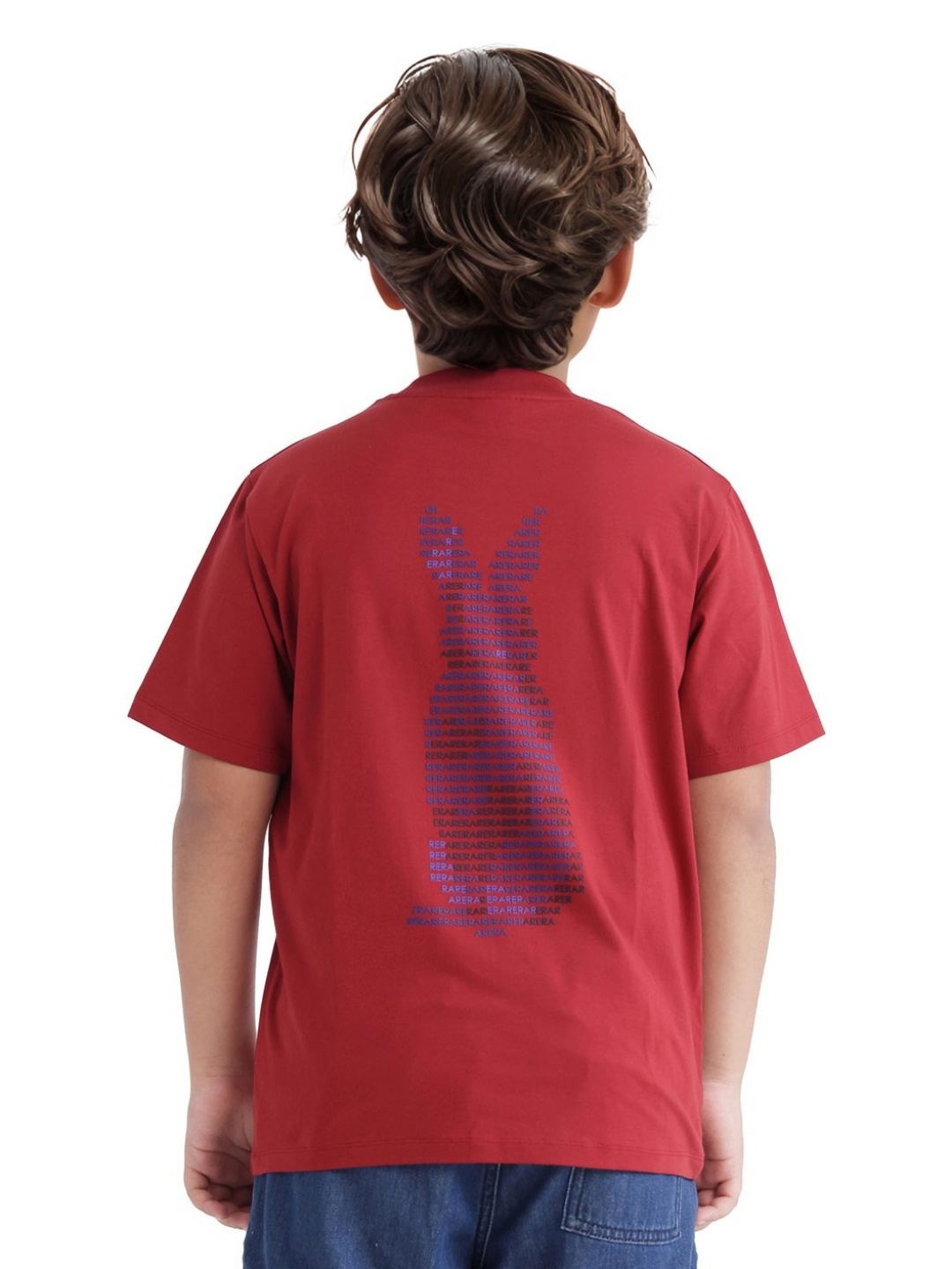 

RARE ONES Boys Graphic Printed Round Neck Cotton T-shirt, Red