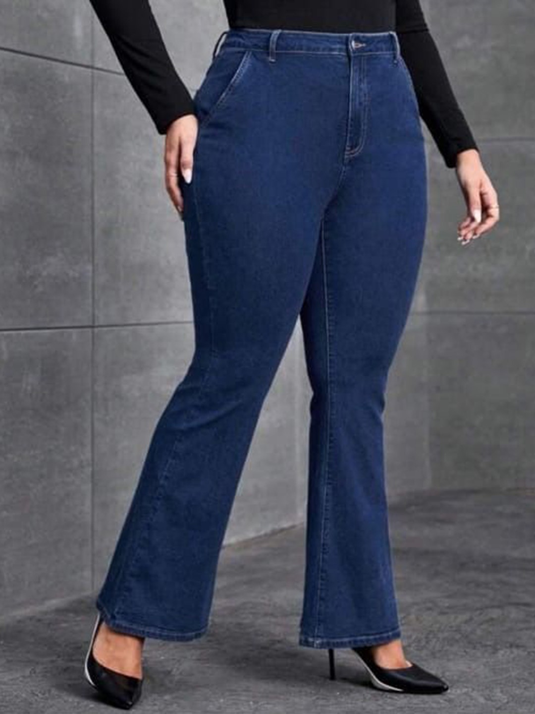 

BROADSTAR Women Smart Bootcut High-Rise Stretchable Jeans, Navy blue