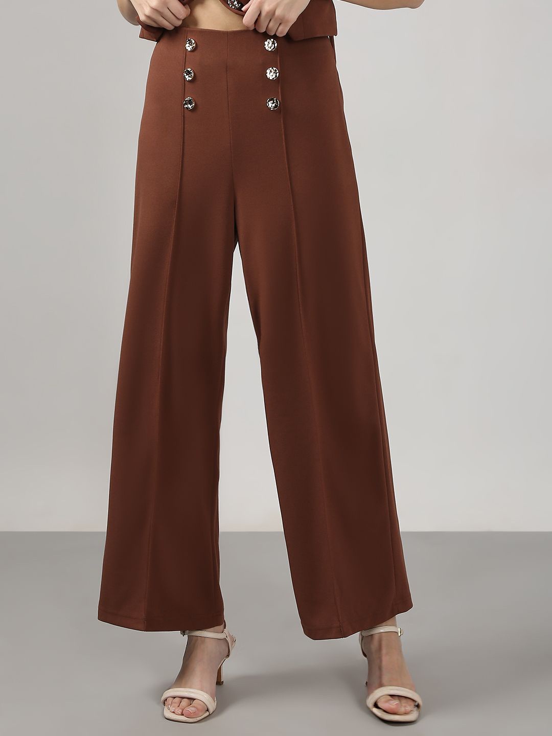 

Vero Moda Women Straight Fit High-Rise Culottes Trousers, Brown