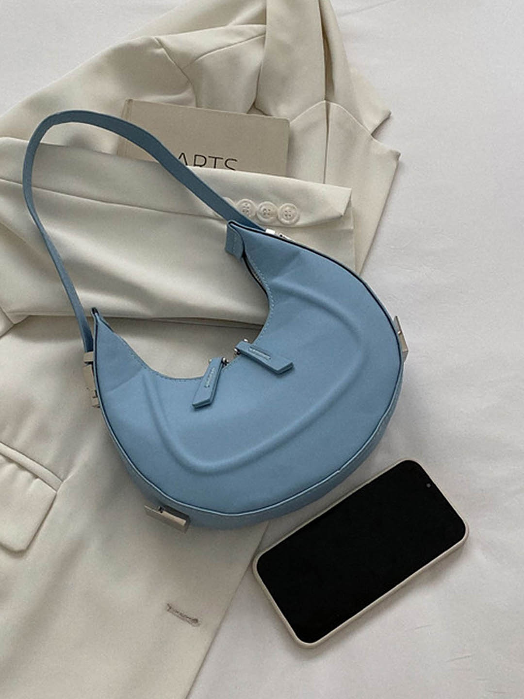 

LULU & SKY PU Bucket Shoulder Bag with Tasselled, Blue