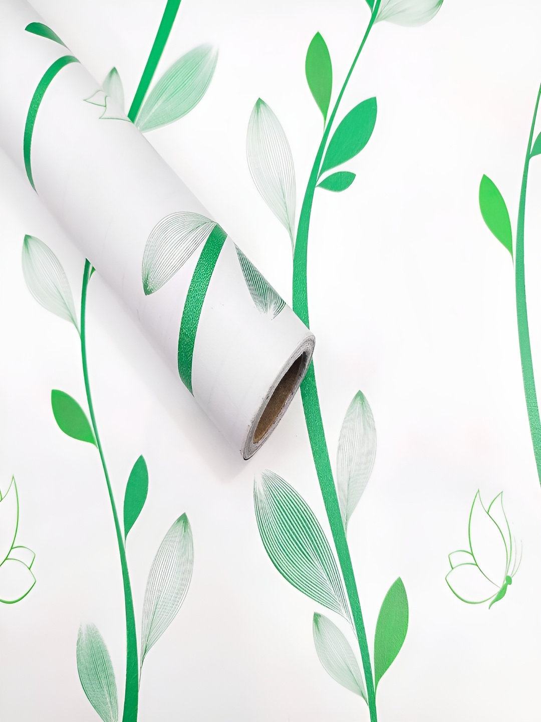 

ANNA CREATIONS Green & White Floral Printed Self-Adhesive Waterproof Wall Sticker