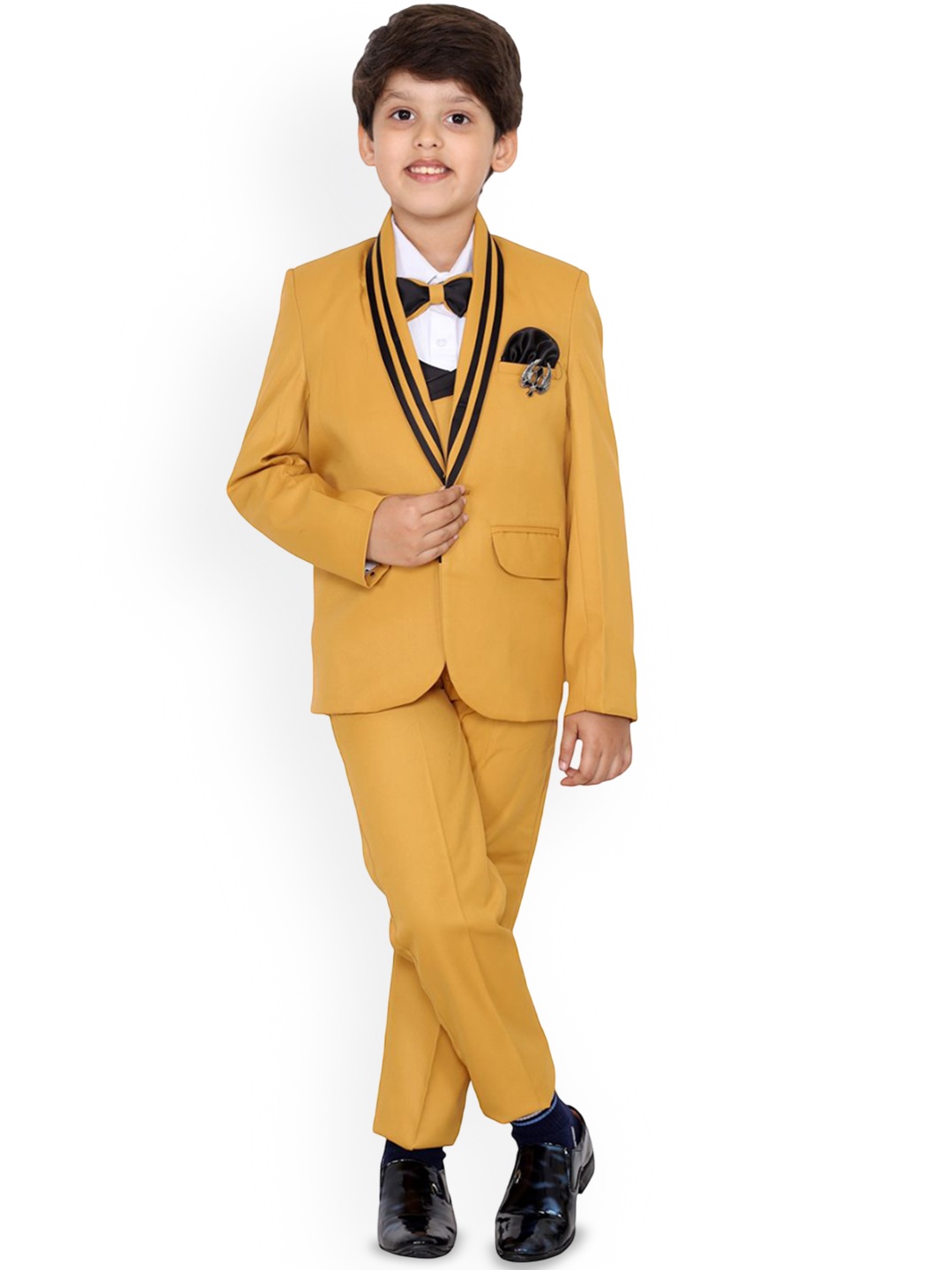 

BAESD Boys Single-Breasted 5-Piece Suit, Mustard