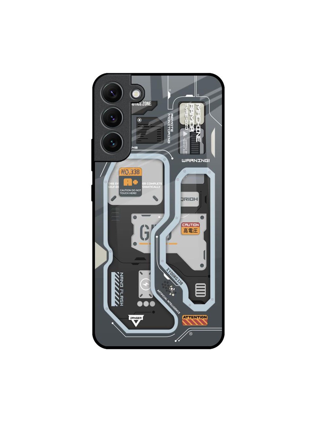 

QRIOH Retro Futuristic Printed Samsung Galaxy S22 Plus Back Case, Grey