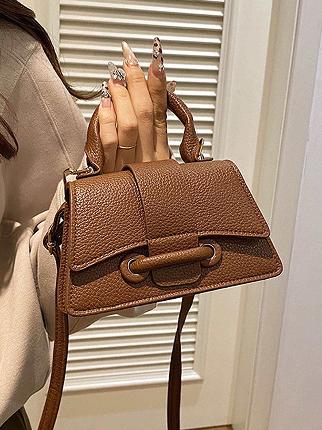 

LULU & SKY PU Shopper Satchel, Brown