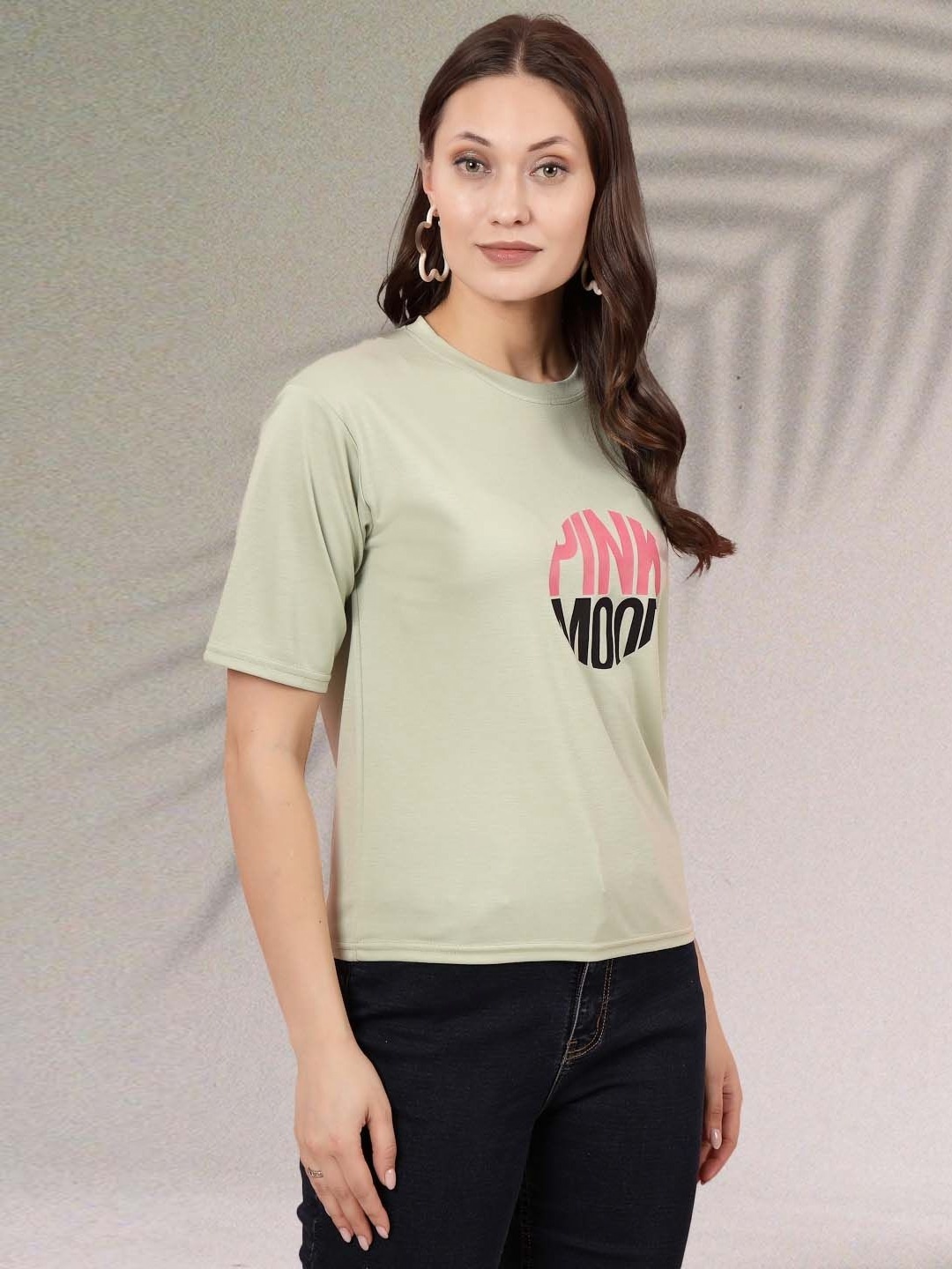 

Moda Rapido Women Graphic Printed Round Neck Regular Fit T-shirt, Green