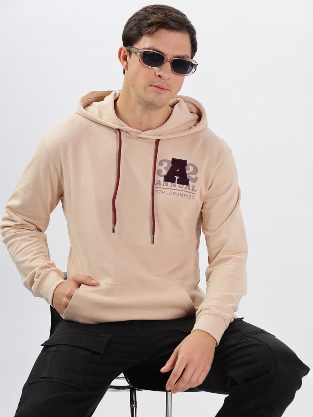 

COLOR HUNT Men Hooded Sweatshirt, Pink