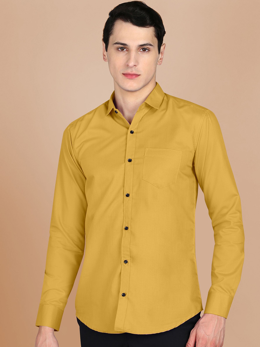 

Fibermill Men Slim Fit Opaque Casual Shirt, Yellow