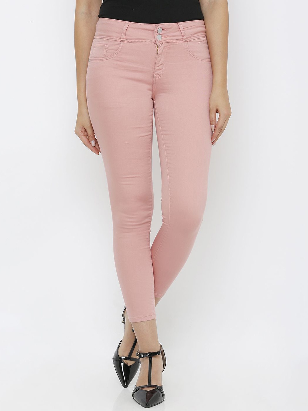 

Kraus Jeans Women Skinny Fit High-Rise Cotton Jeans, Pink