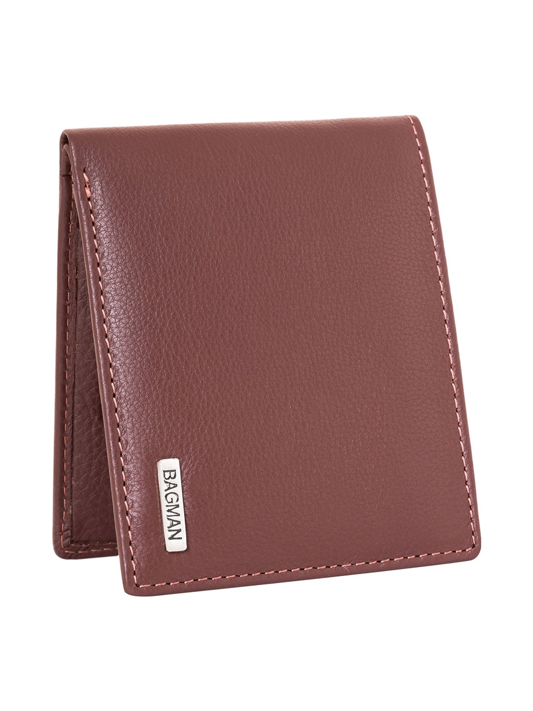 

BAGMAN Men Leather Two Fold Wallet, Maroon