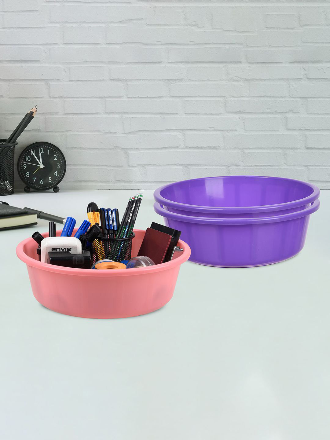 

Kuber Industries Purple and Pink 3 Pieces Desk Organisers