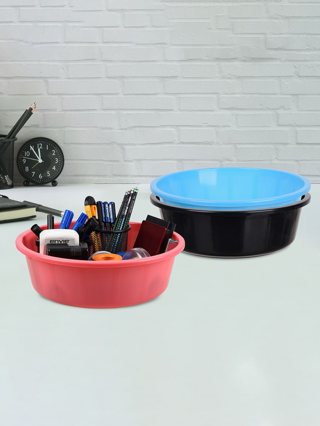

Kuber Industries Turquoise Blue & Black 3 Pieces Regular Multi-Utility Organisers