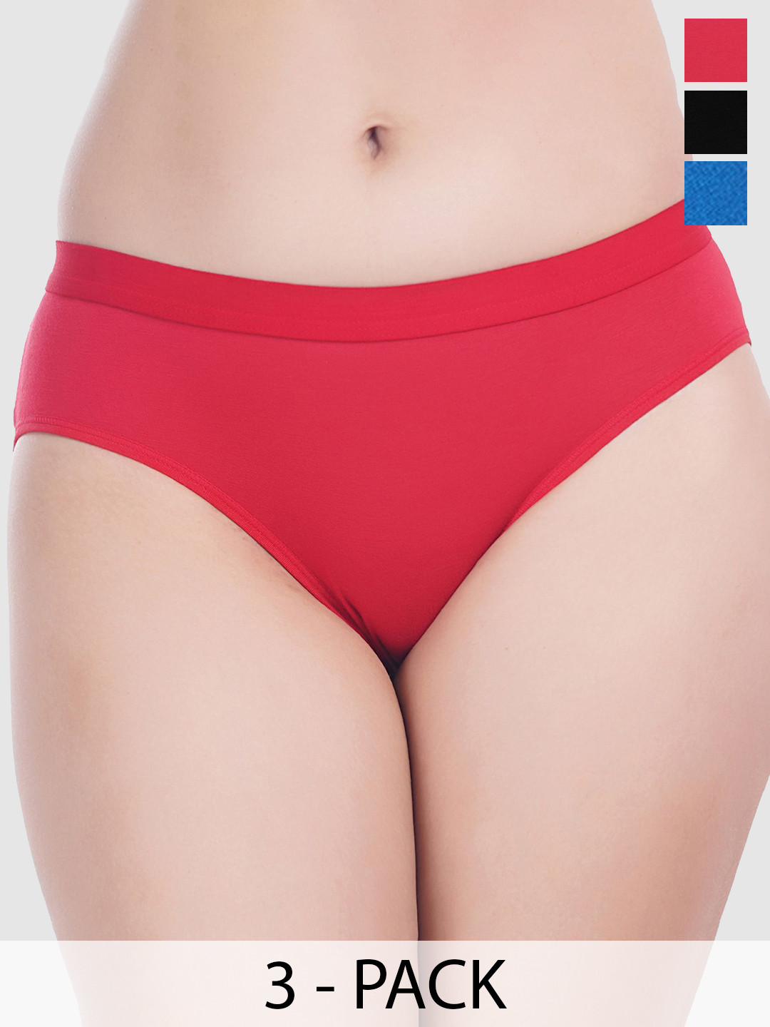 

Bruchi CLUB Pack Of 3 Anti Microbial Mid Rise Hipster Briefs Sofia702-NUBL, Pink