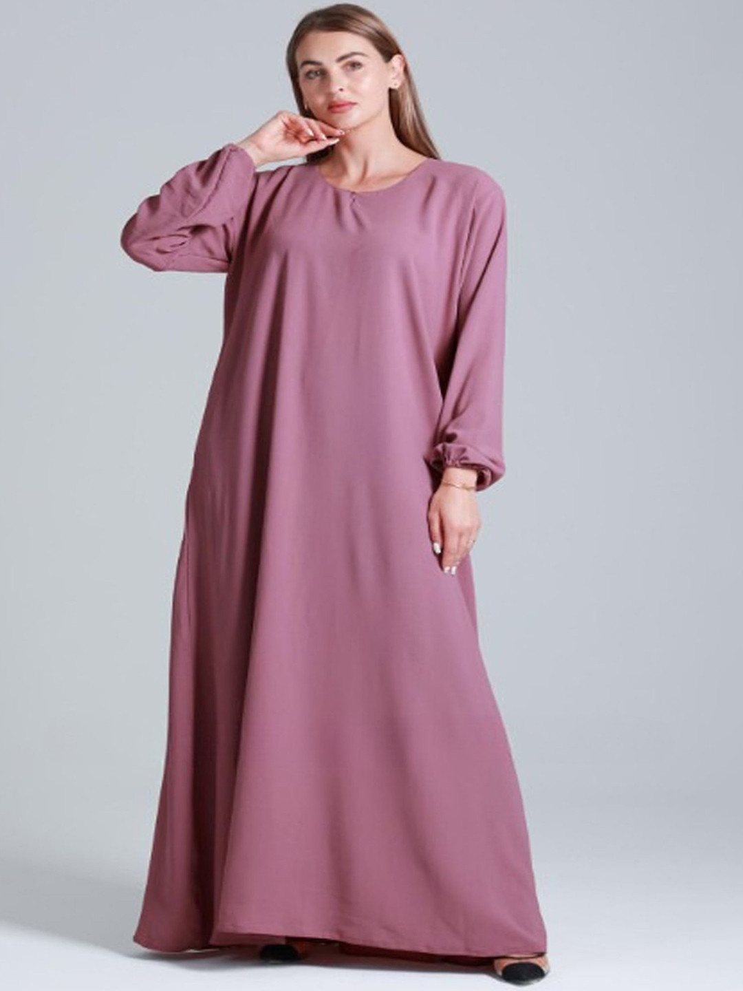 

BROKE BRAND Round Neck Abaya, Pink