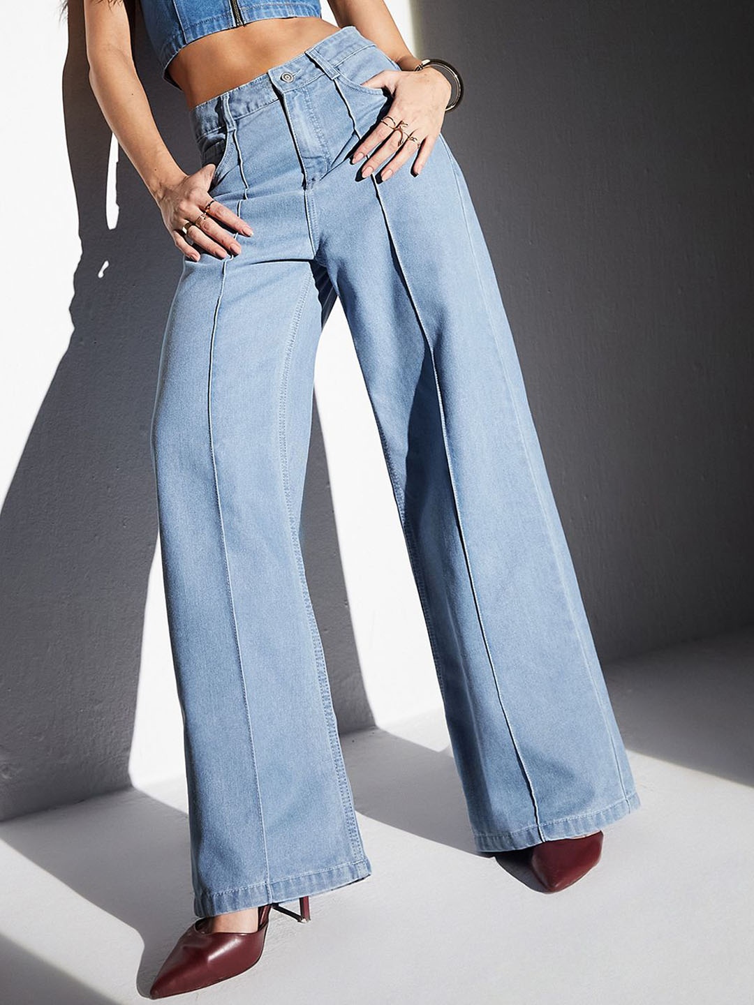 

Miss Chase Women Straight Fit High-Rise Jeans, Blue