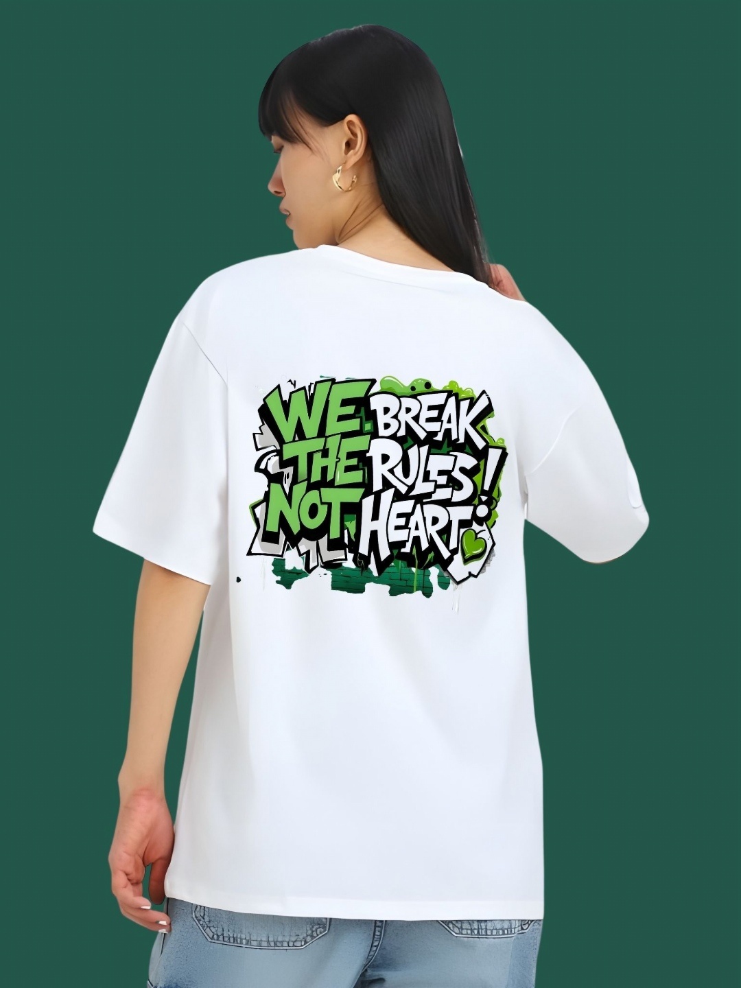

DressBerry Women Typography Printed Round Neck Cotton Oversized T-shirt, White
