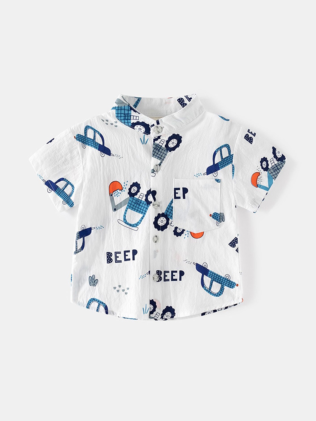 

LULU & SKY Boys Opaque Printed Casual Shirt, White