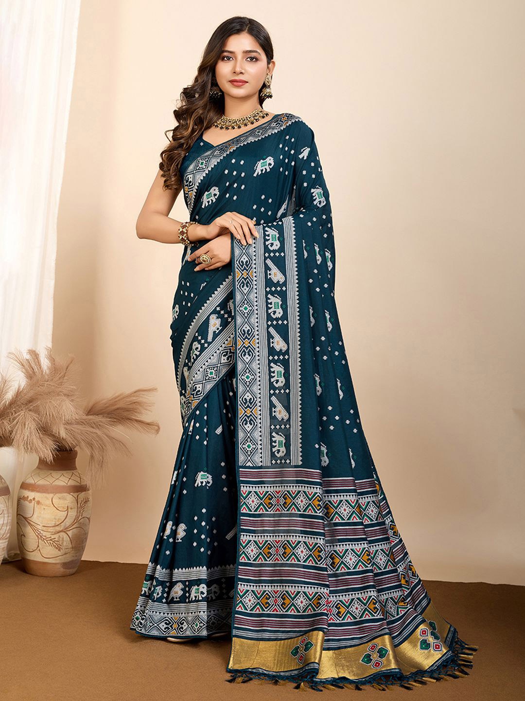 

Satrani Woven Design Pure Silk Designer Kanjeevaram Saree, Blue