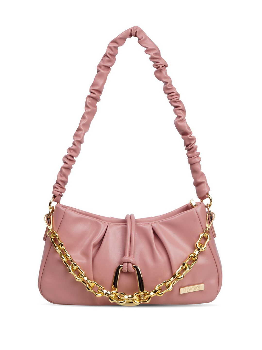 

Luvoksi Women Solid Structured Handheld Bag, Pink