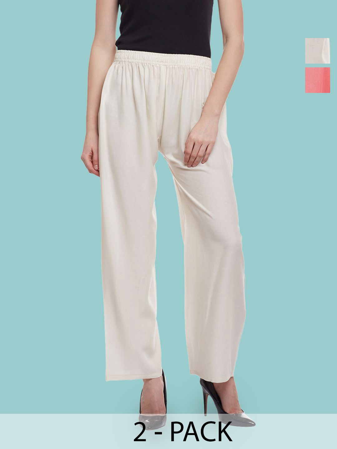 

Castle Lifestyle Women 2 Ethnic Palazzos, Off white