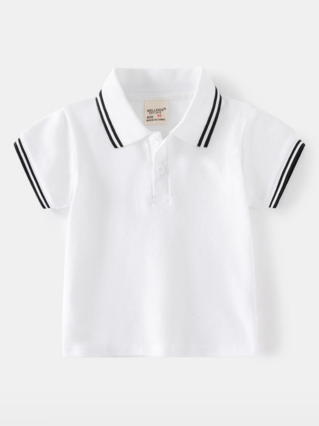 

LULU & SKY Boys Polo Collar Organic Cotton T-shirt, White