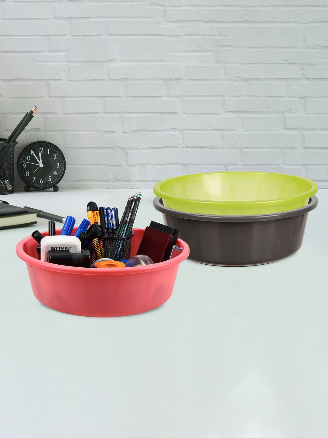 

Kuber Industries Grey and Green 3 Pieces Desk Organisers