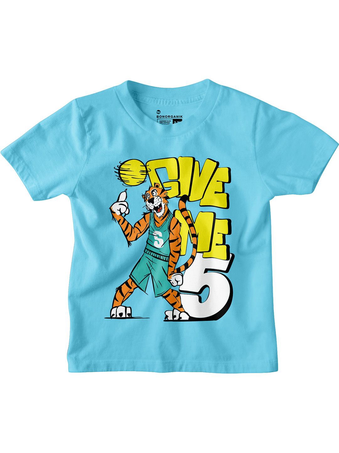 

BonOrganik Boys Graphic Printed Round Neck Cotton T-shirt, Blue
