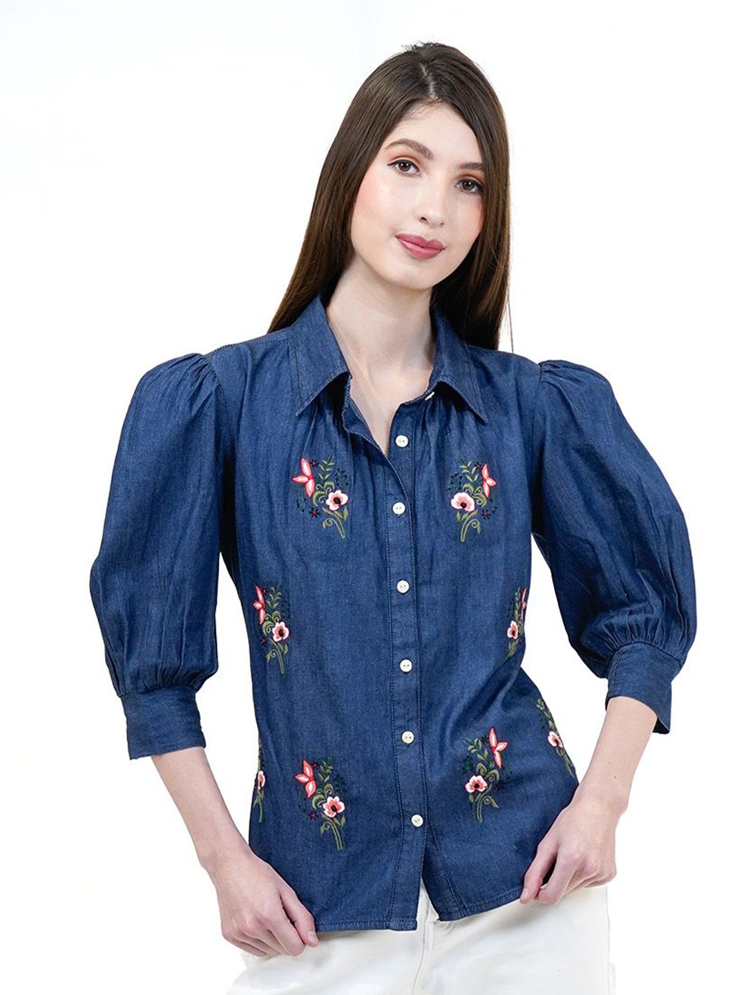 

COSMIC TRIO Women Floral Opaque Casual Shirt, Blue
