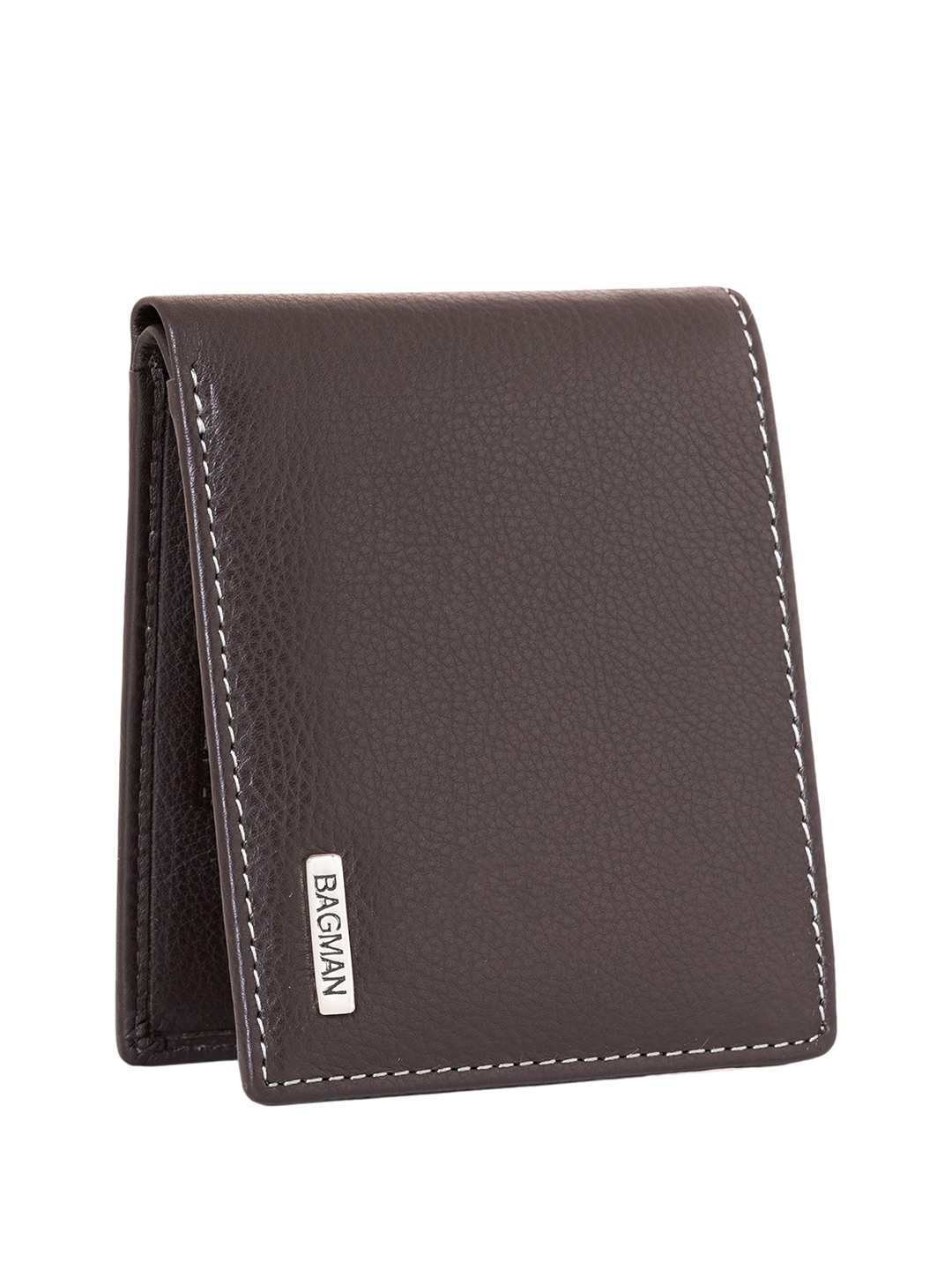 

BAGMAN Men Leather Two Fold Wallet, Brown