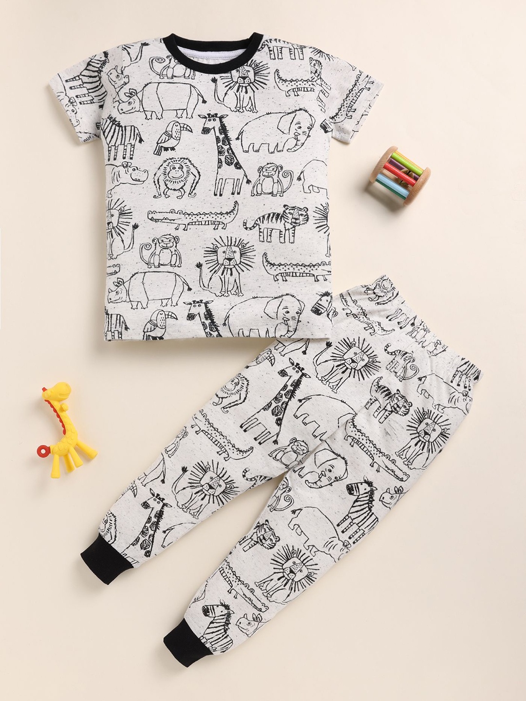 

YK Boys Printed Night suit, Grey