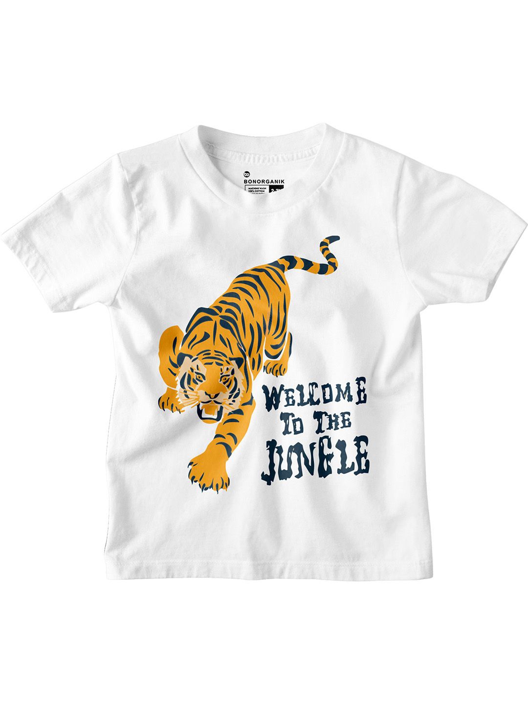

BonOrganik Boys Graphic Printed Round Neck Cotton T-shirt, White
