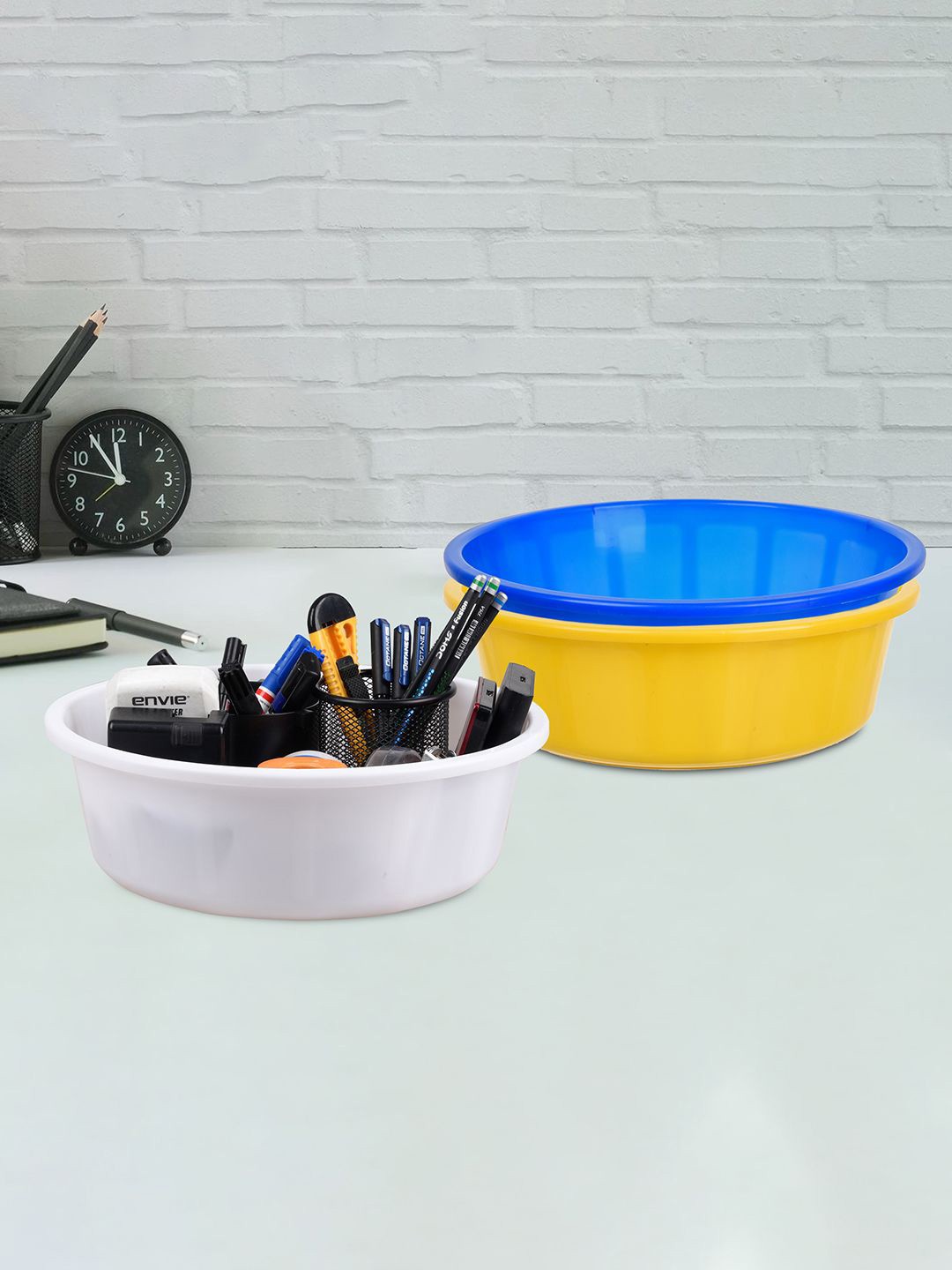 

Kuber Industries Yellow & Blue 3 Pieces Regular Desk Organisers