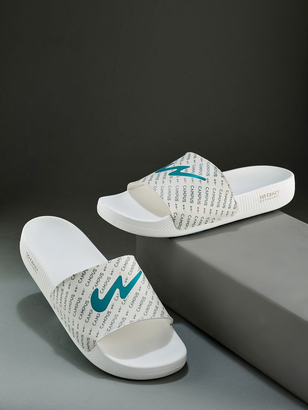 

Campus Men Printed Sliders, Off white