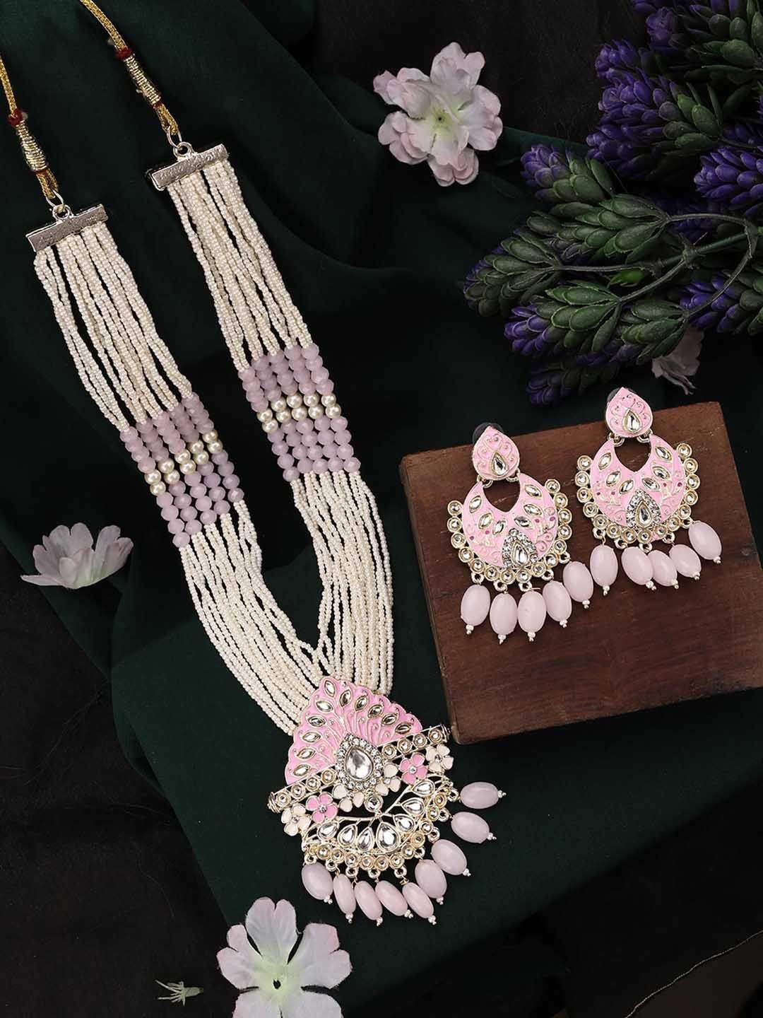 

Anouk Gold Plated Artificial Stones And Beads Beaded Necklace With Earrings