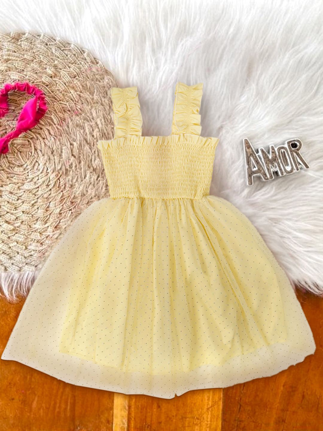 

pspeaches Girls Net Fit & Flare Dress, Yellow