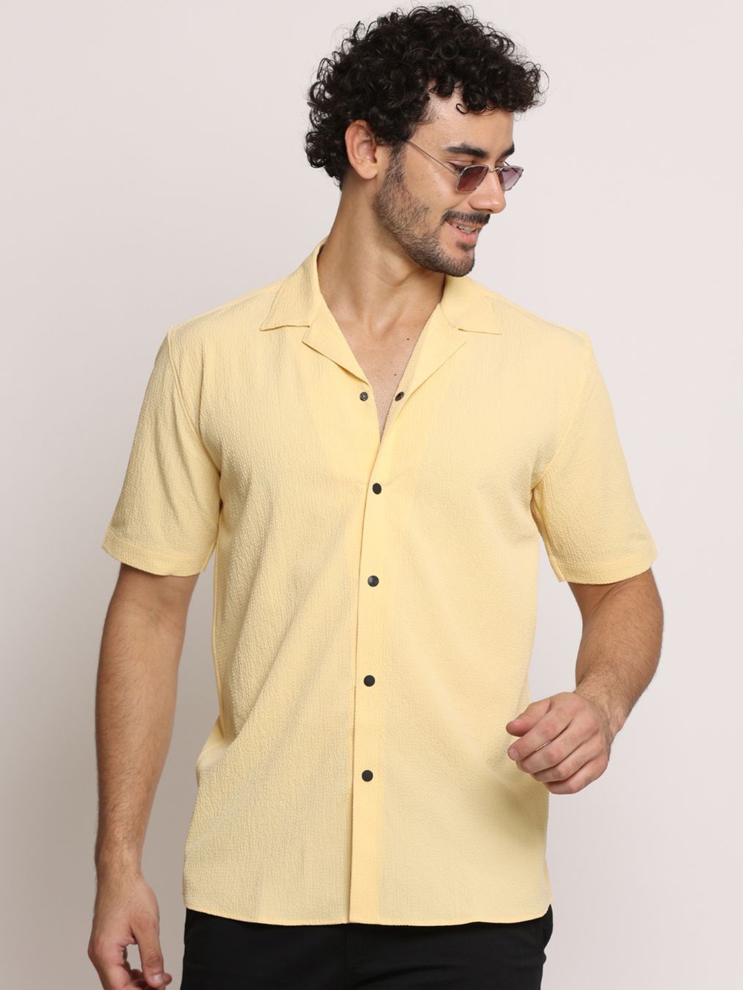 

ASHTOM Men Standard Opaque Casual Shirt, Yellow