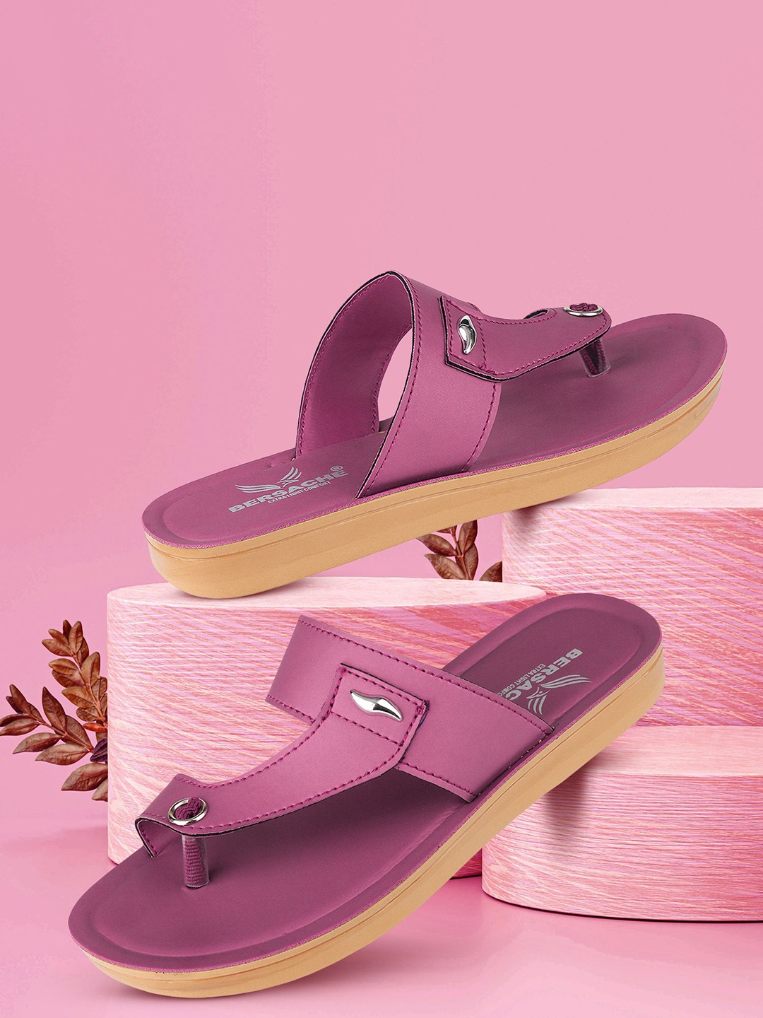 

BERSACHE Women Open Toe Flats, Pink