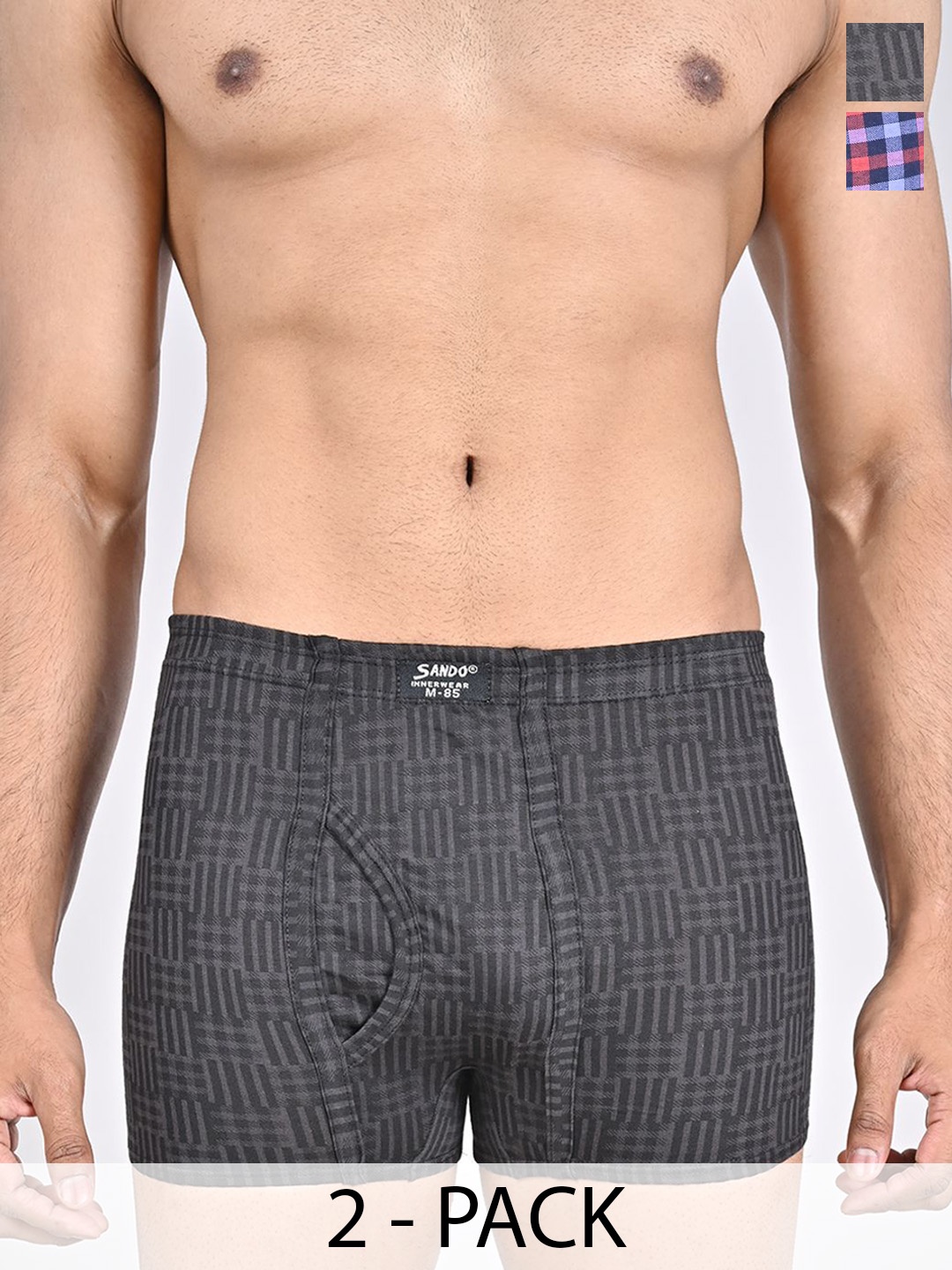 

SANDO Pack Of 2 Printed Cotton Trunks GENIUS-01-03, Blue